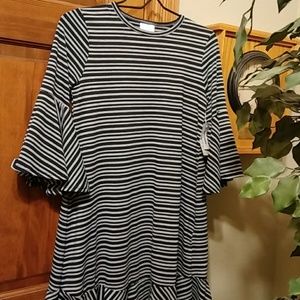 Lularoe Maurine, gray and black stripes